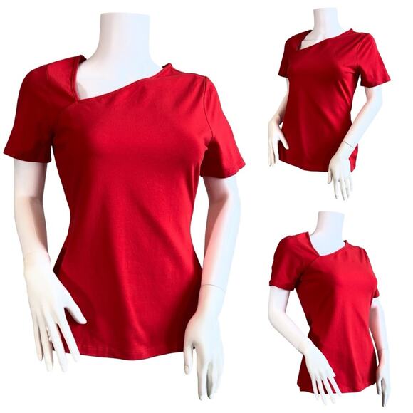 VENUS Asymmetrical Neck Red T Shirt Top SZ M $39 - Picture 1 of 10